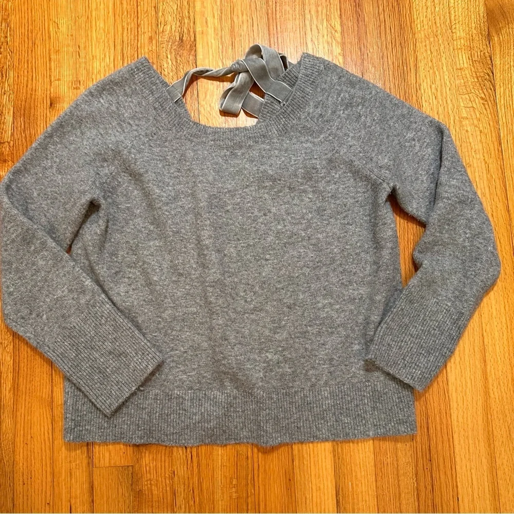 J.Crew Voletta V-back sweater with velvet tie Grey Size S (n)